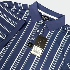 Bad Birdie Ridge Golf Polo Mens M Cobalt Blue White Stripe BBMP012-657A NWT